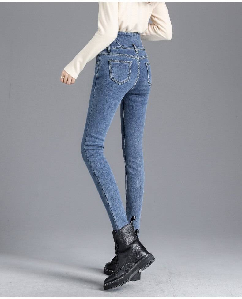 Thick Fleece High-waist Skinny Jeans - Bottoms - Shirts & Tops - 23 - 2024