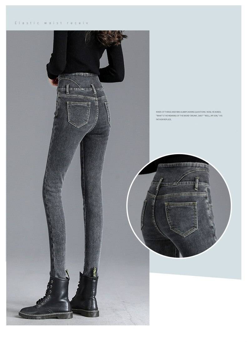 Thick Fleece High-waist Skinny Jeans - Bottoms - Shirts & Tops - 35 - 2024