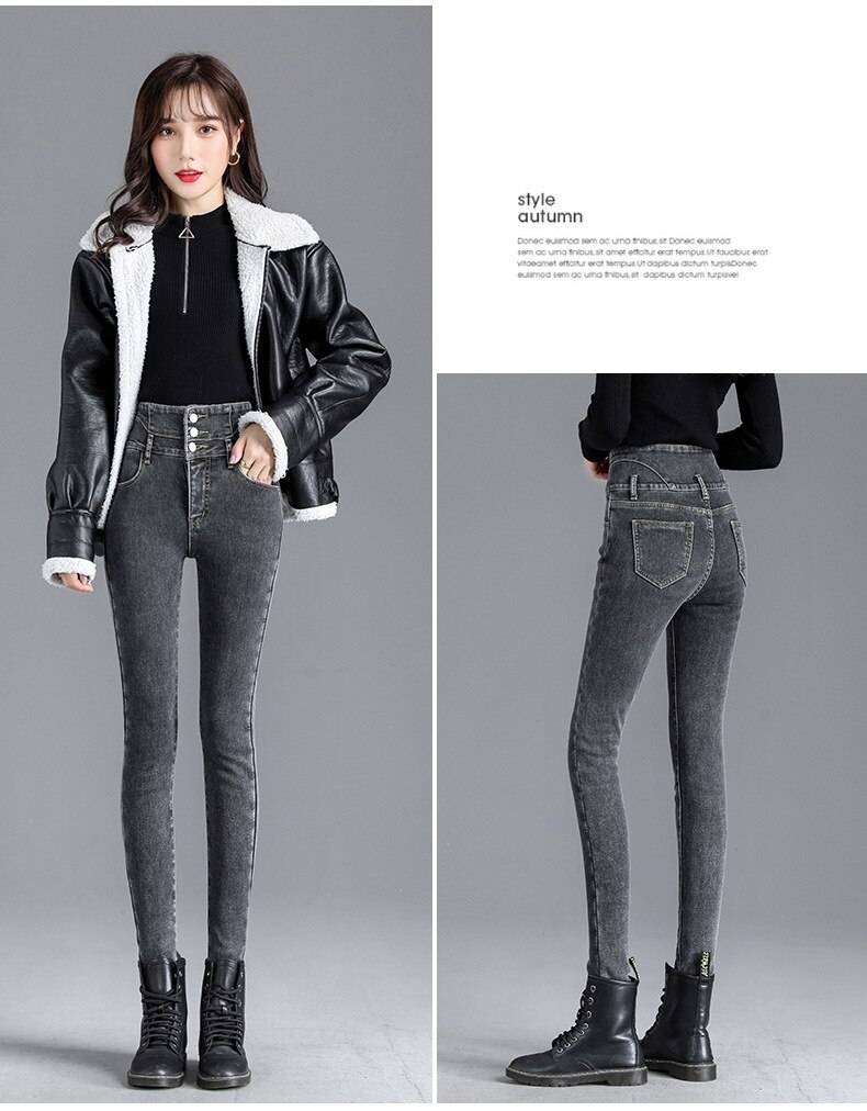 Thick Fleece High-waist Skinny Jeans - Bottoms - Shirts & Tops - 12 - 2024