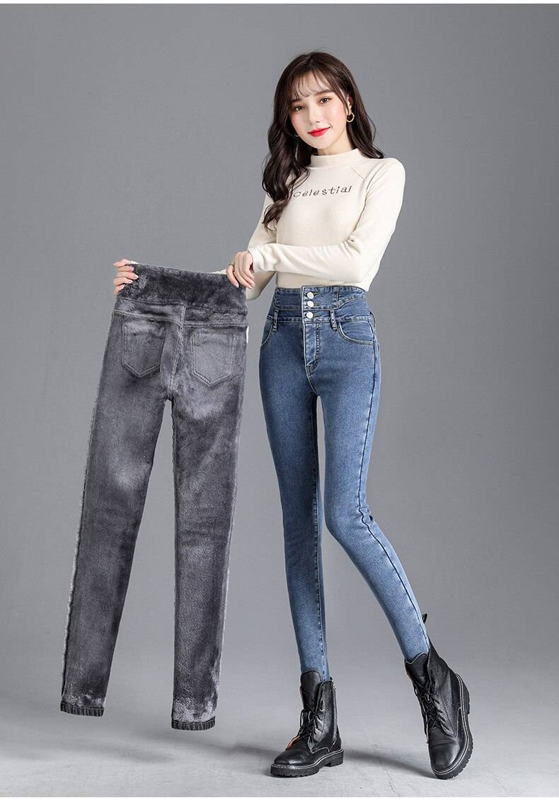 Thick Fleece High-waist Skinny Jeans - Bottoms - Shirts & Tops - 24 - 2024