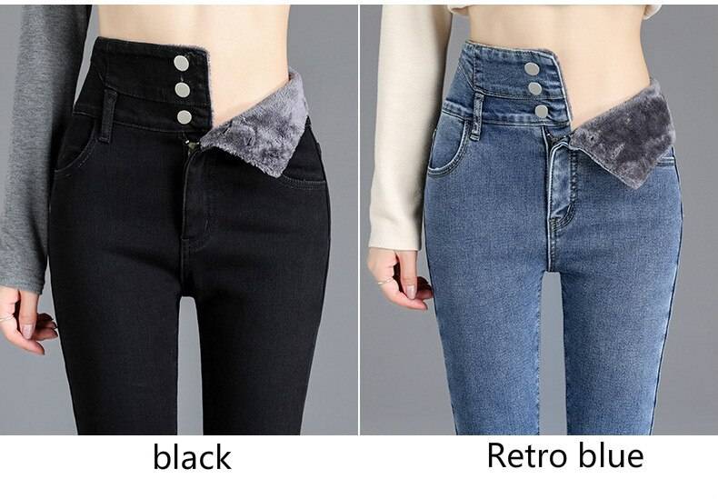 Thick Fleece High-waist Skinny Jeans - Bottoms - Shirts & Tops - 8 - 2024