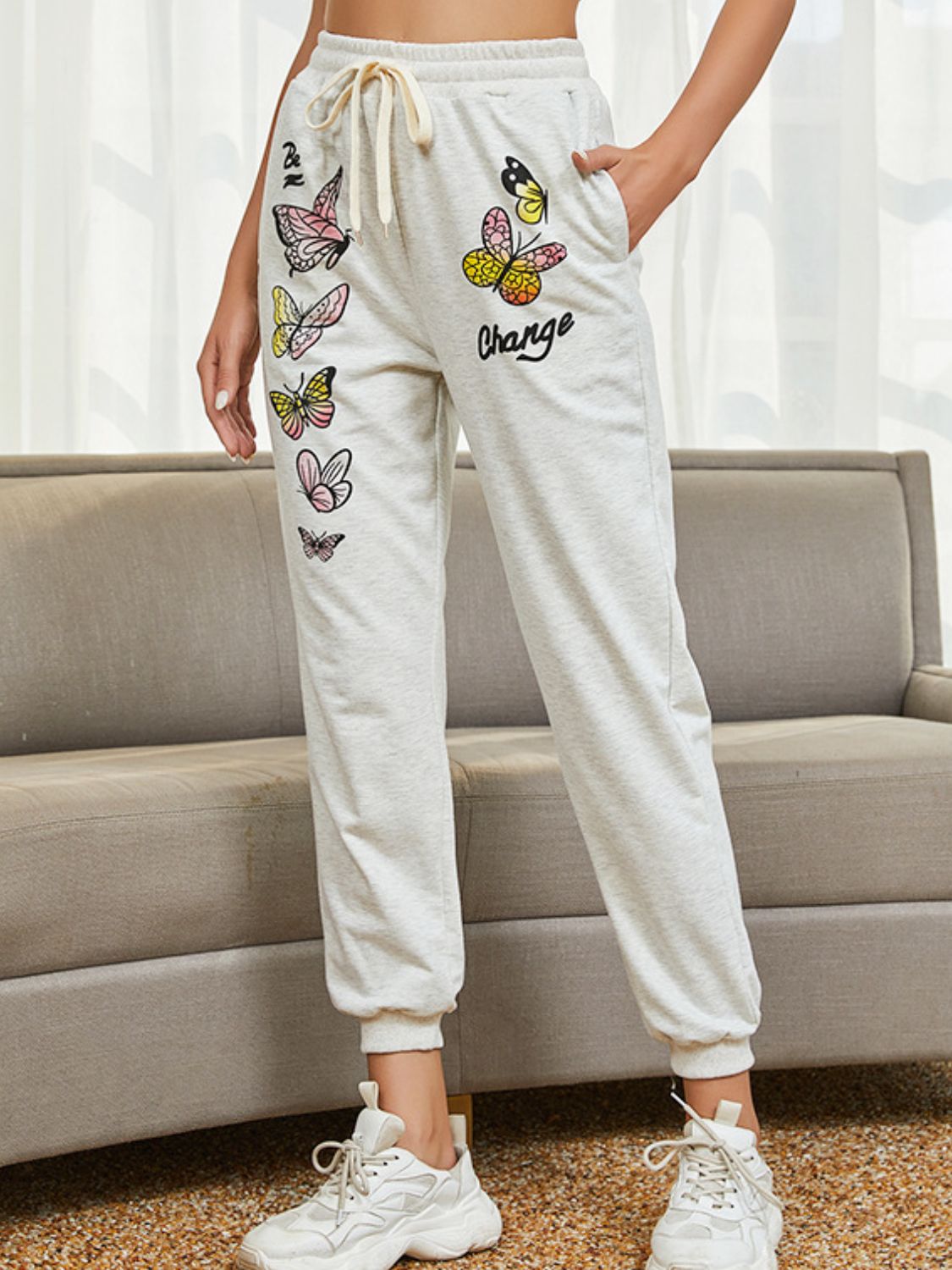 Tie Front Butterfly Graphic Long Pants - Bottoms - Pants - 3 - 2024