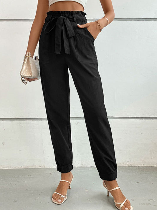 Tie Front Long Pants - Black / S - Bottoms - Pants - 1 - 2024