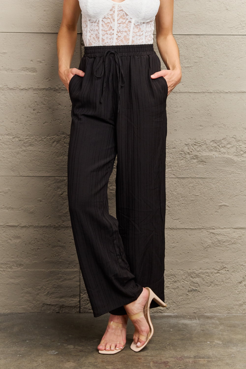 Tie Waist Long Pants - Black / S - Bottoms - Pants - 1 - 2024