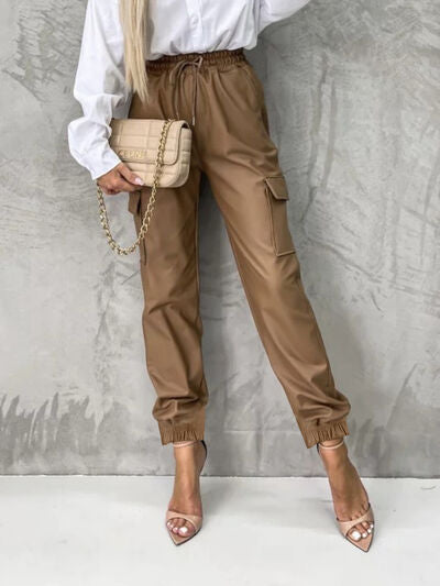Tied High Waist Pants with Pockets - Caramel / S - Bottoms - Pants - 4 - 2024