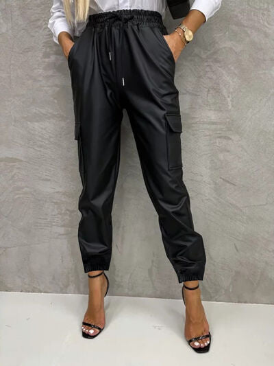 Tied High Waist Pants with Pockets - Black / S - Bottoms - Pants - 1 - 2024