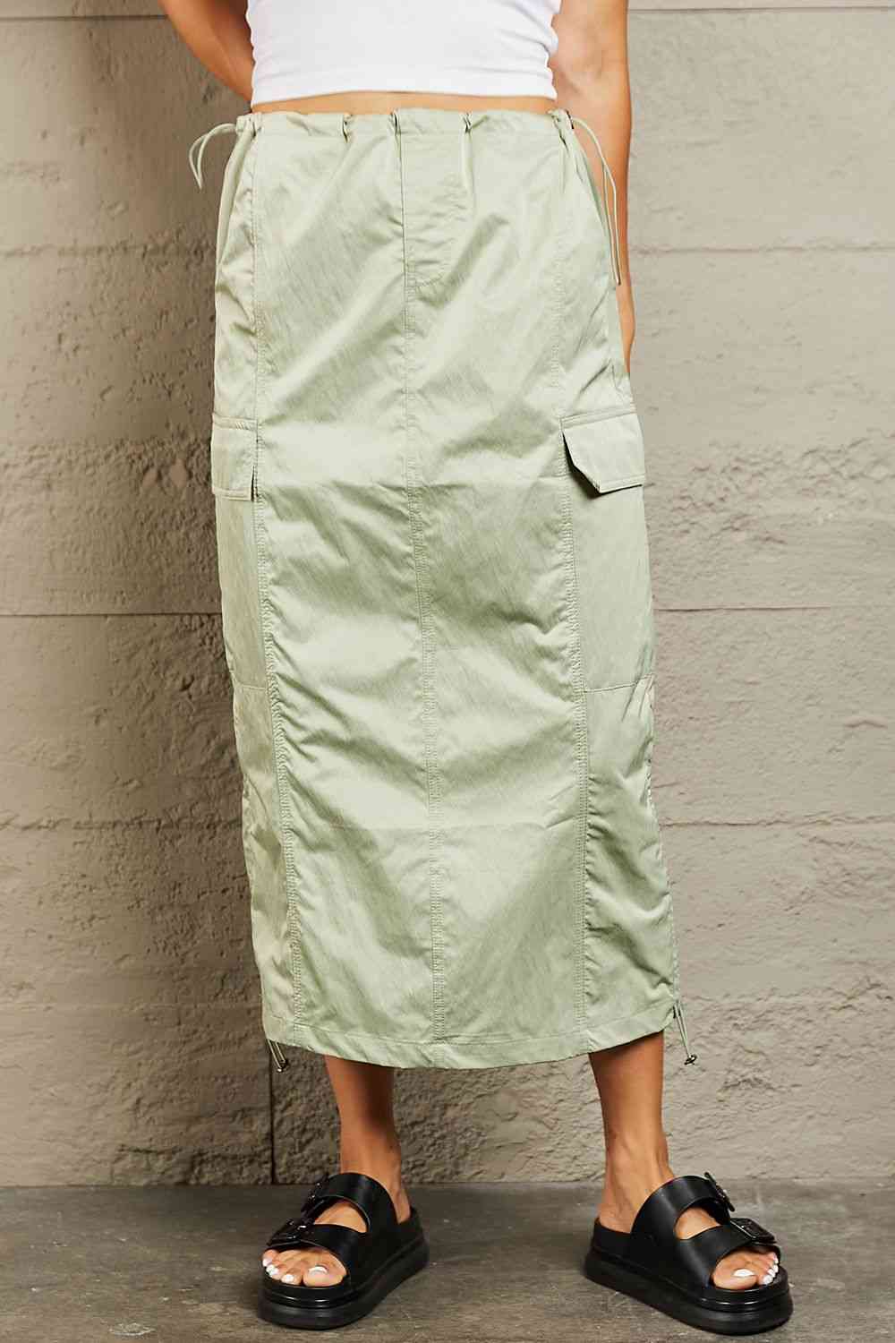 Just In Time High Waisted Cargo Midi Skirt - Bottoms - Skirts - 3 - 2024