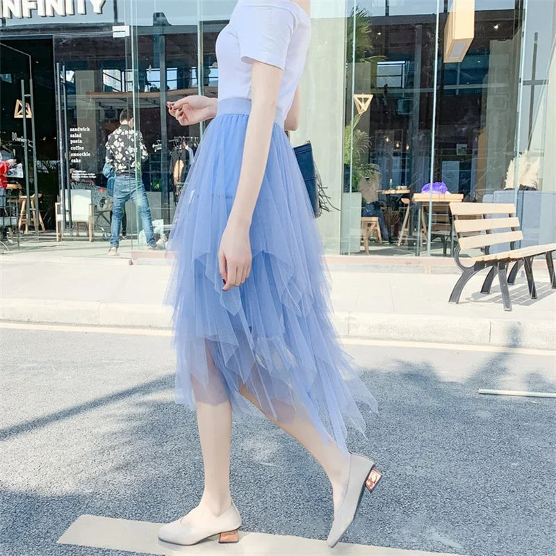 Tulle Midi Skirt for Women - Harajuku High Waist Fashion Summer Tutu - Bottoms - Skirts - 3 - 2024