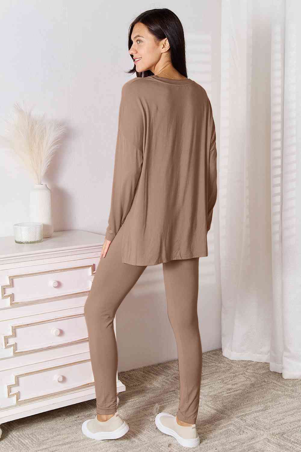 V-Neck Soft Rayon Long Sleeve Top and Pants Lounge Set - Bottoms - Outfit Sets - 16 - 2024