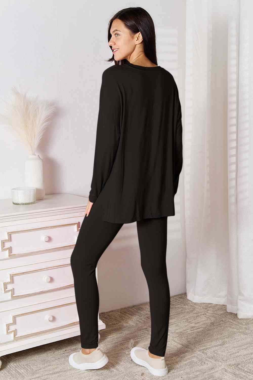 V-Neck Soft Rayon Long Sleeve Top and Pants Lounge Set - Bottoms - Outfit Sets - 8 - 2024