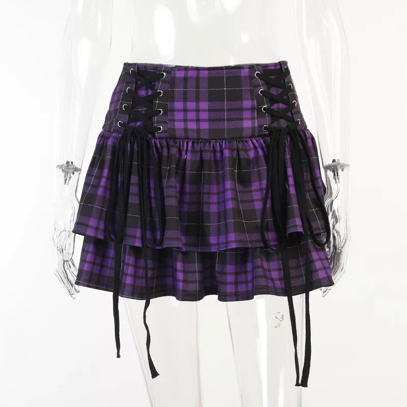 Vintage Plaid Mini Skirt - Purple / S - Bottoms - Mini Skirts - 11 - 2024