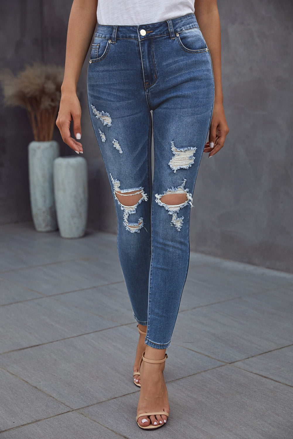 Vintage Skinny Ripped Jeans - Bottoms - Pants - 4 - 2024