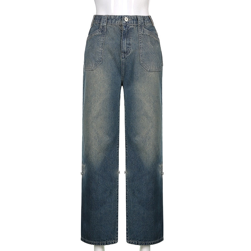 Wide-Leg Baggy Denim Jeans - Blue / S - Bottoms - Pants - 2 - 2024