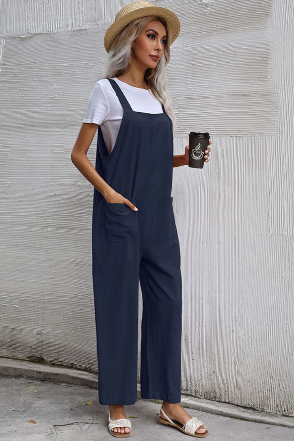 Wide Leg Overalls with Front Pockets - Bottoms - Pants - 7 - 2024