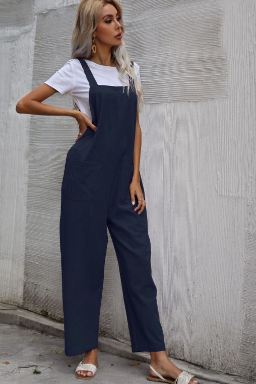 Wide Leg Overalls with Front Pockets - Bottoms - Pants - 6 - 2024