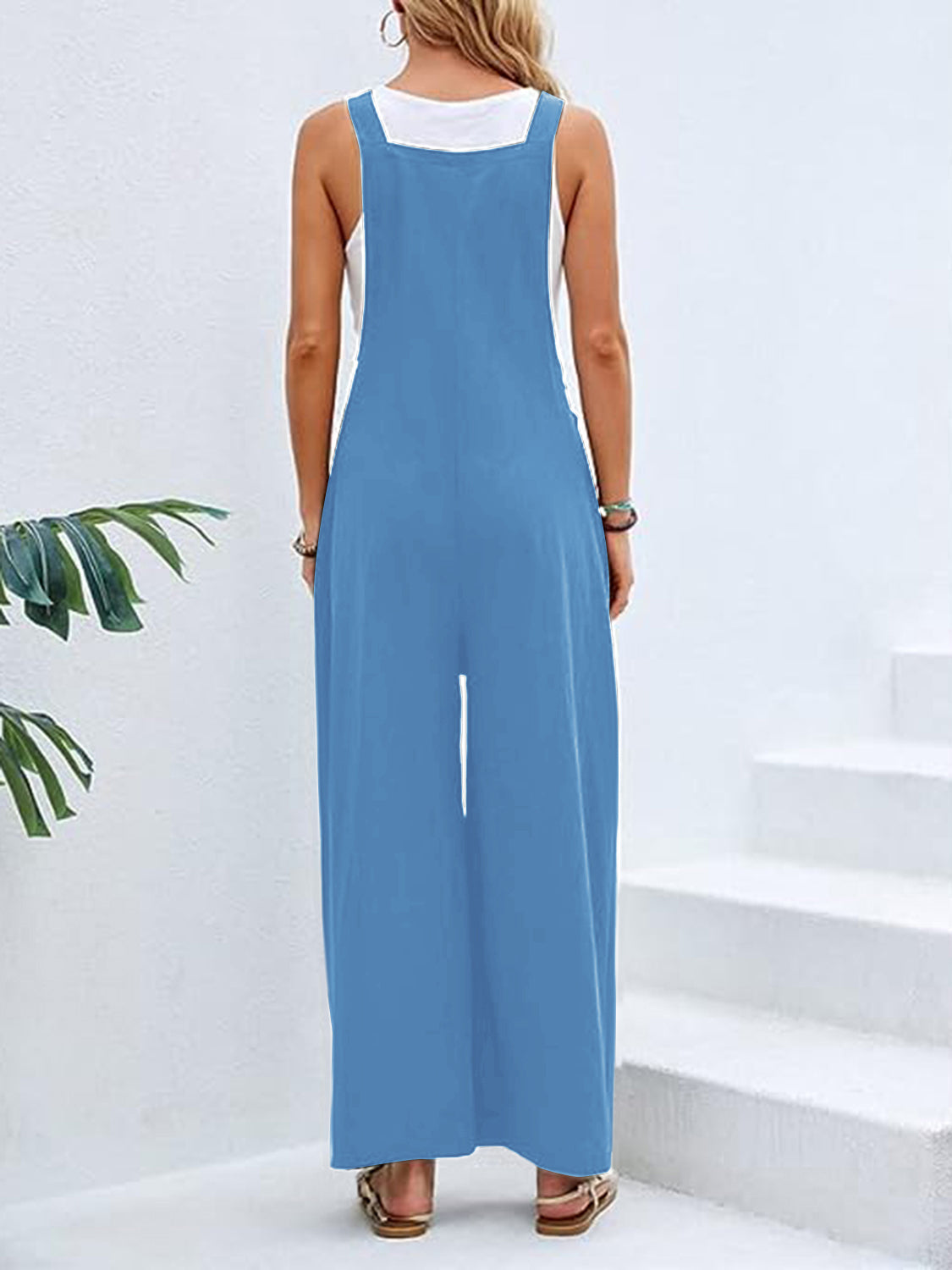 Wide Leg Overalls with Pockets - Bottoms - Overalls - 11 - 2024