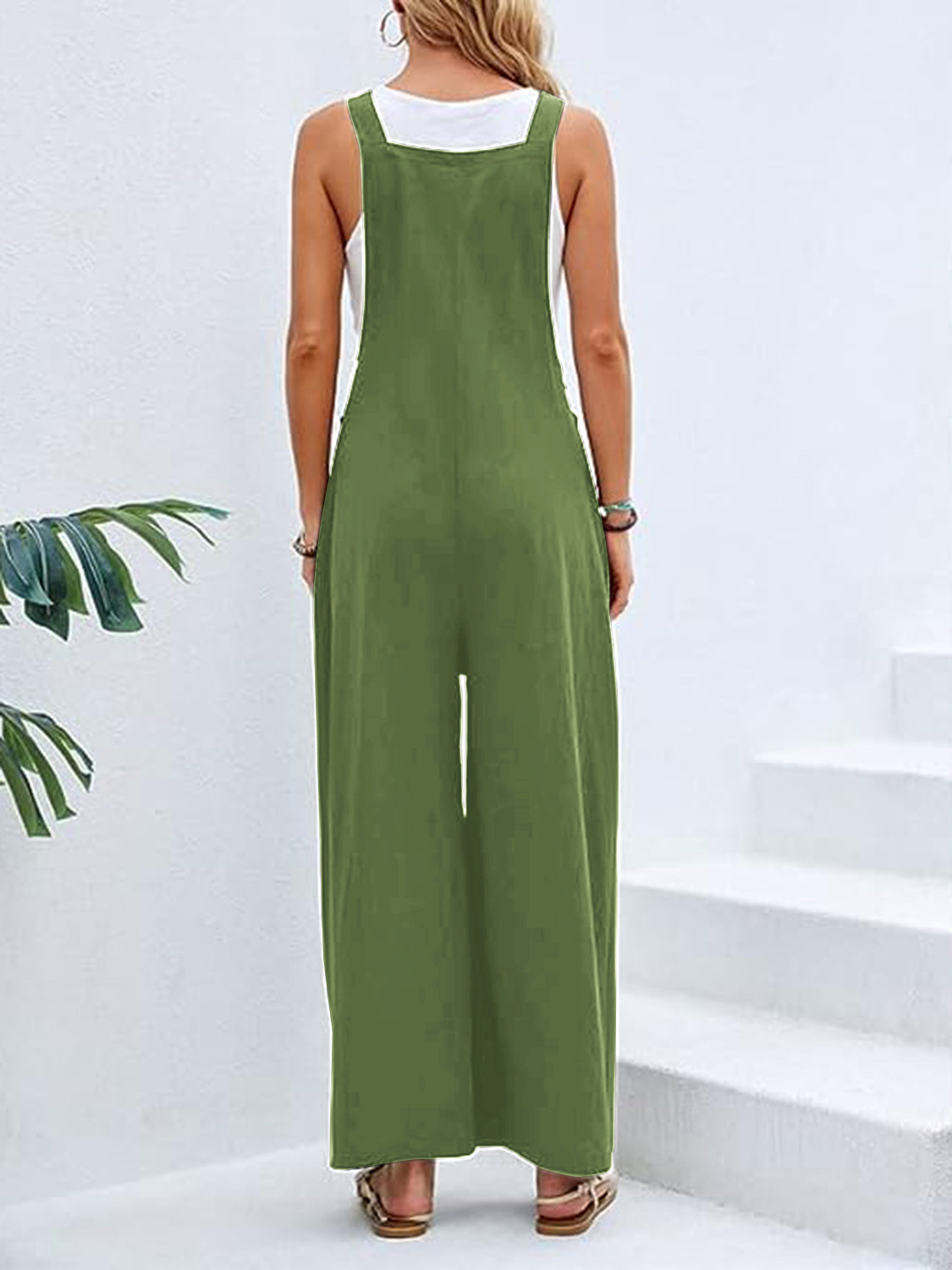 Wide Leg Overalls with Pockets - Bottoms - Overalls - 14 - 2024