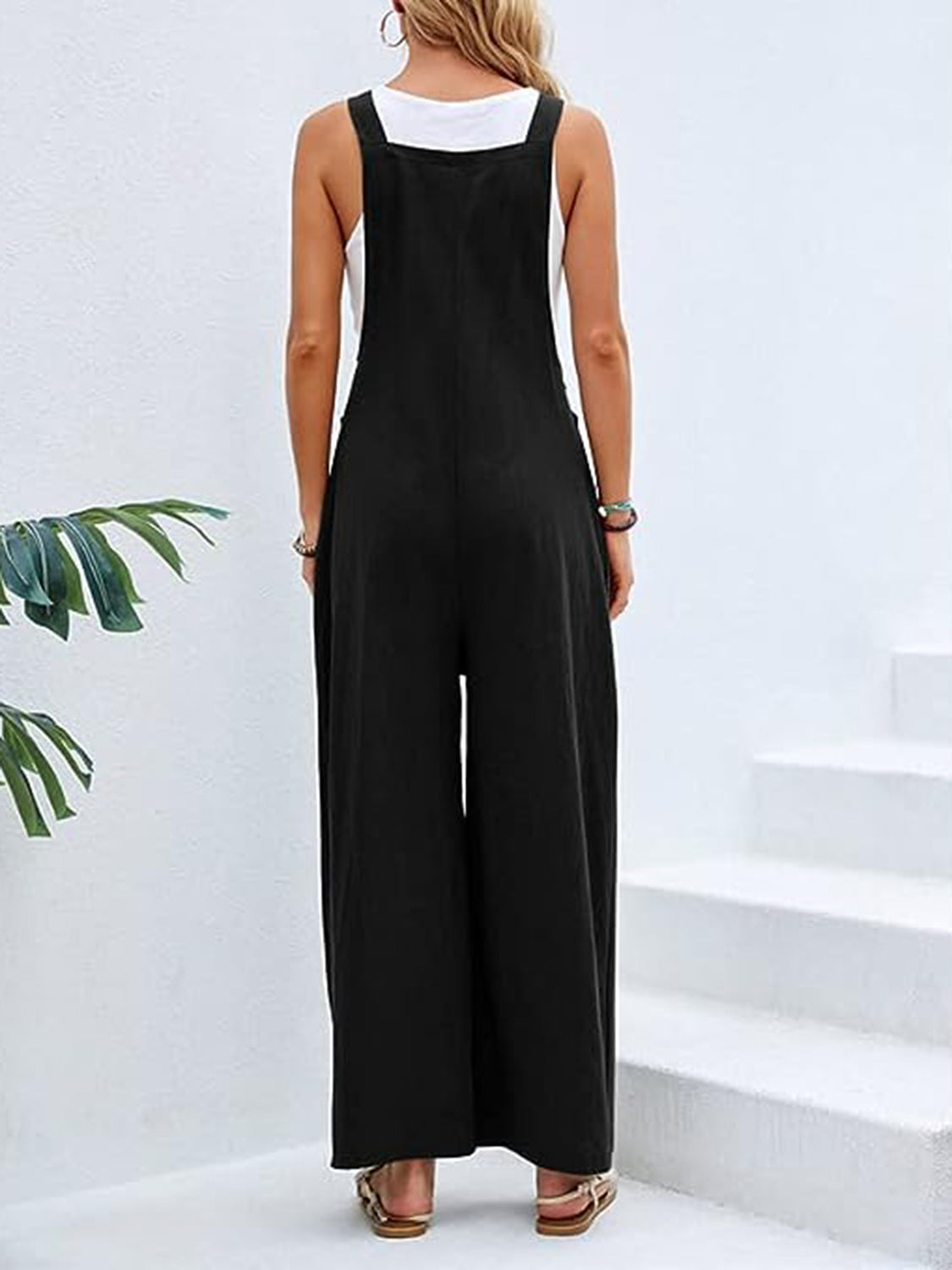 Wide Leg Overalls with Pockets - Bottoms - Overalls - 6 - 2024