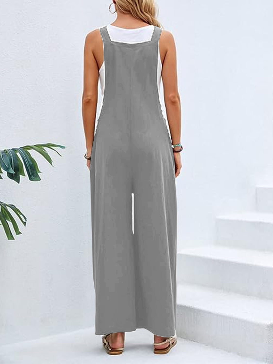 Wide Leg Overalls with Pockets - Bottoms - Overalls - 8 - 2024