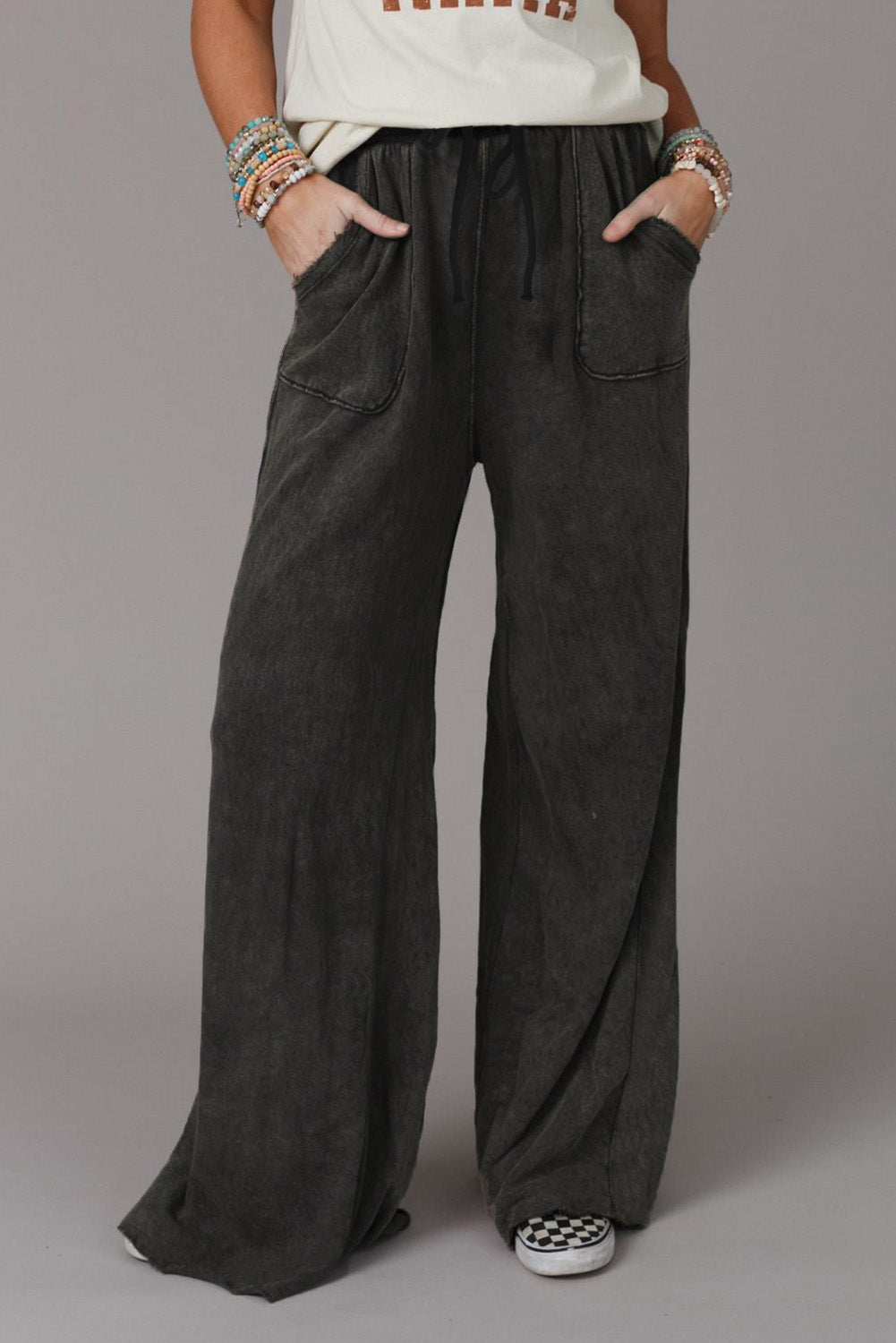 Wide Leg Pocketed Pants - Black / S - Bottoms - Pants - 1 - 2024