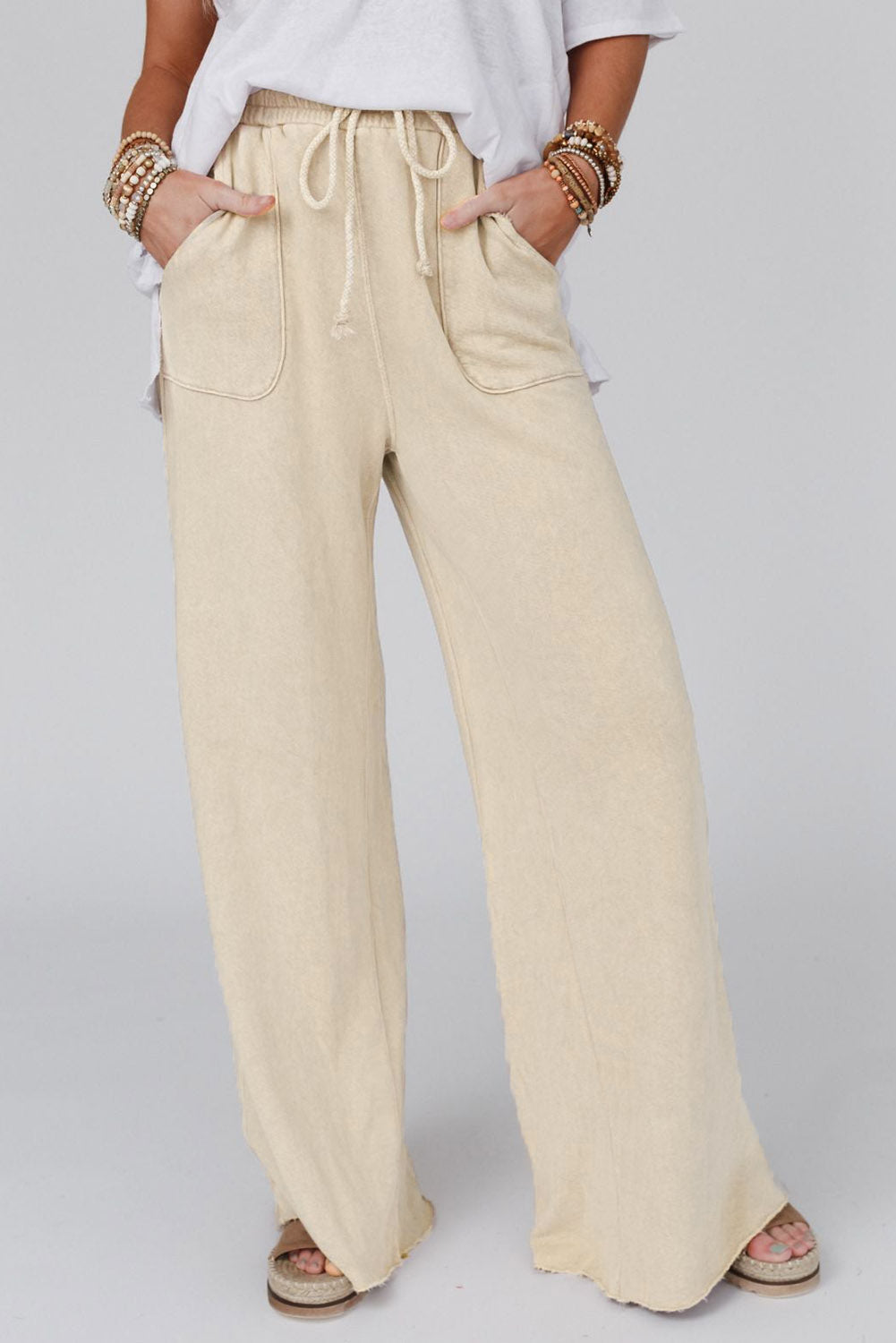 Wide Leg Pocketed Pants - White / S - Bottoms - Pants - 4 - 2024
