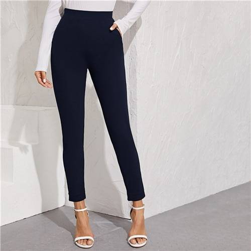 Women’s Elastic Formal Solid Color Pants - Blue / XL - Bottoms - Pants - 6 - 2024