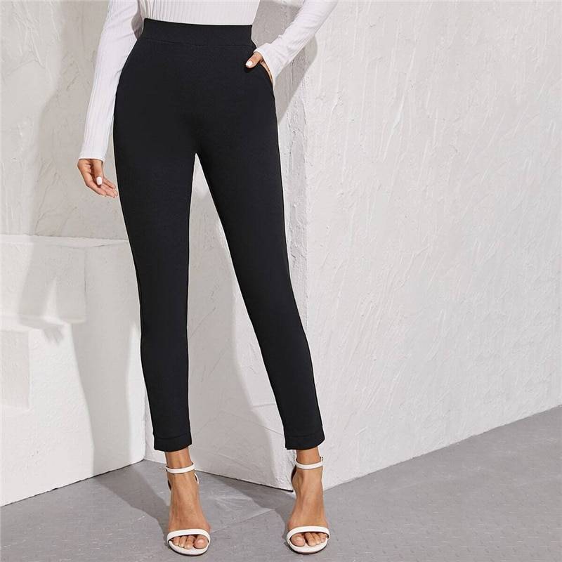 Women’s Elastic Formal Solid Color Pants - Bottoms - Pants - 1 - 2024