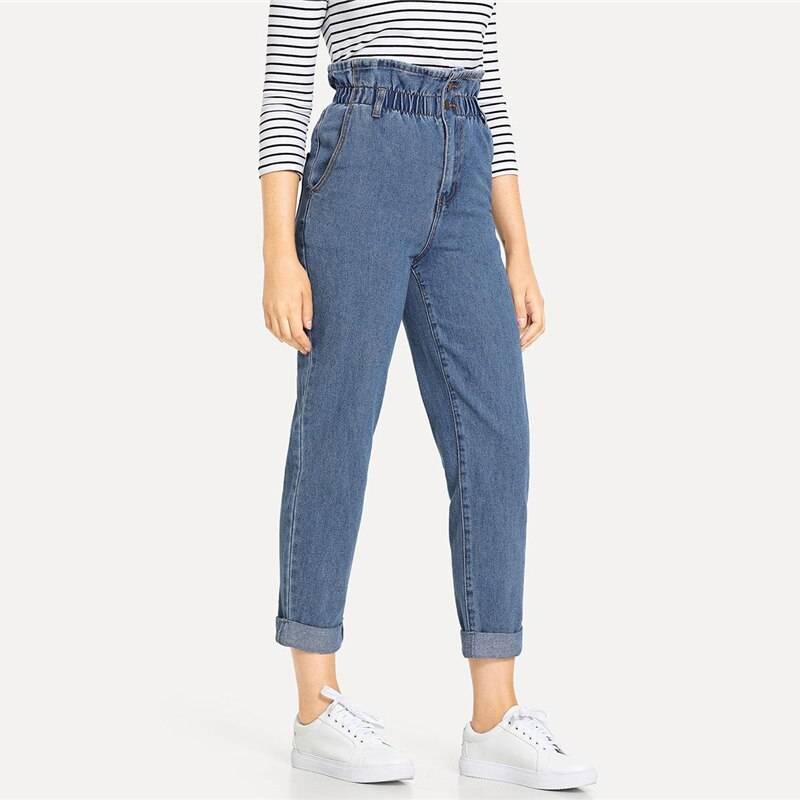 Women’s High Waist Rolled Jeans - Bottoms - Pants - 4 - 2024