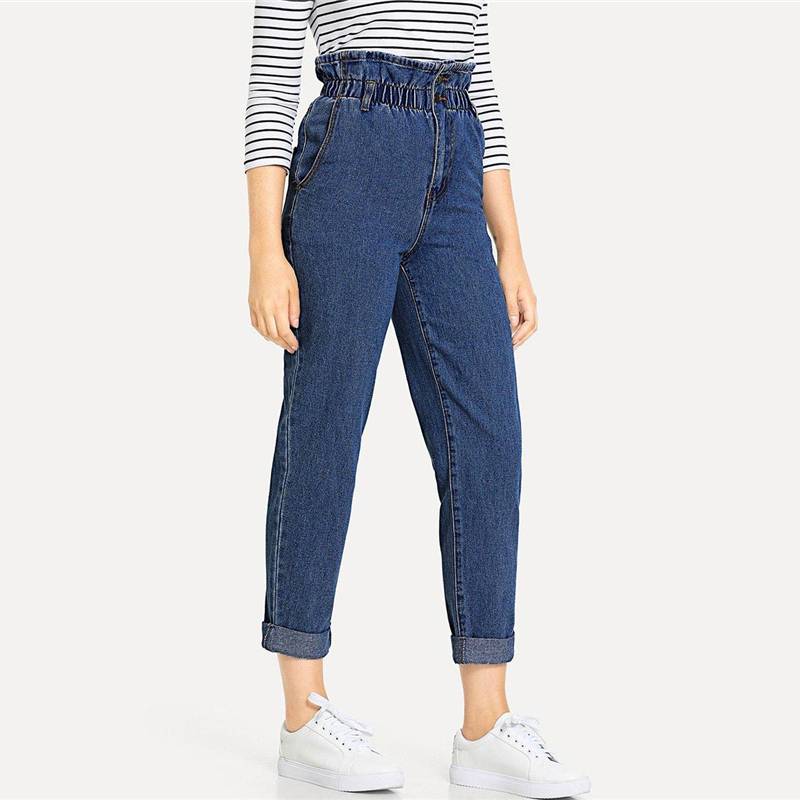 Women’s High Waist Rolled Jeans - Bottoms - Pants - 7 - 2024