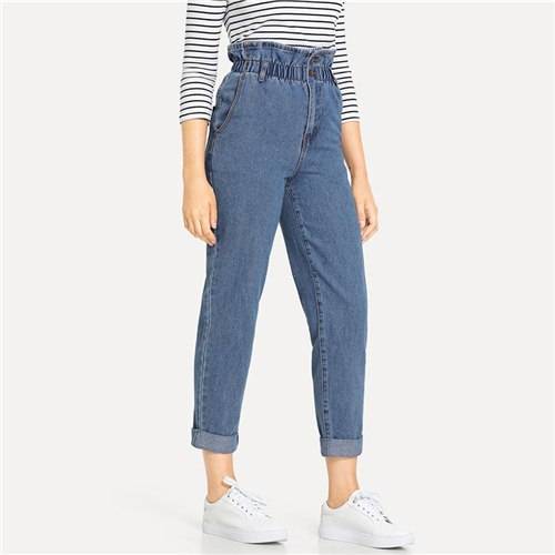 Women’s High Waist Rolled Jeans - Blue / M - Bottoms - Pants - 10 - 2024