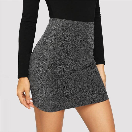 Women’s Metallic Bodycon Mini Skirt - Bottoms - Skirts - 1 - 2024