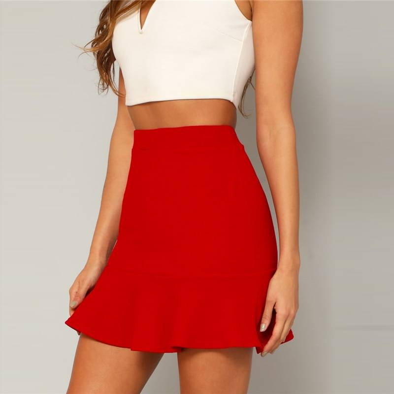 Women’s Mini Red Skirt - Bottoms - Mini Skirts - 1 - 2024