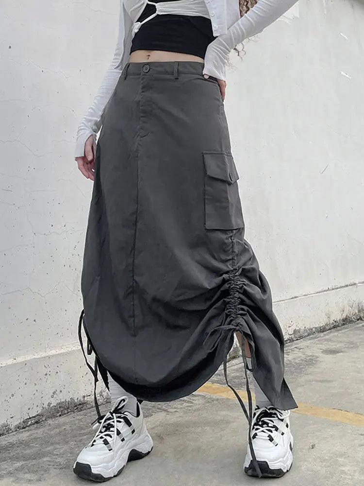 Y2K Fairy Grunge Adjustable Length Drawstring Cargo Skirt - Bottoms - Skirts - 1 - 2024