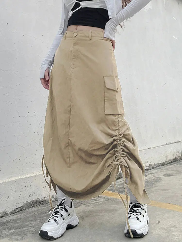 Y2K Fairy Grunge Adjustable Length Drawstring Cargo Skirt - Bottoms - Skirts - 3 - 2024