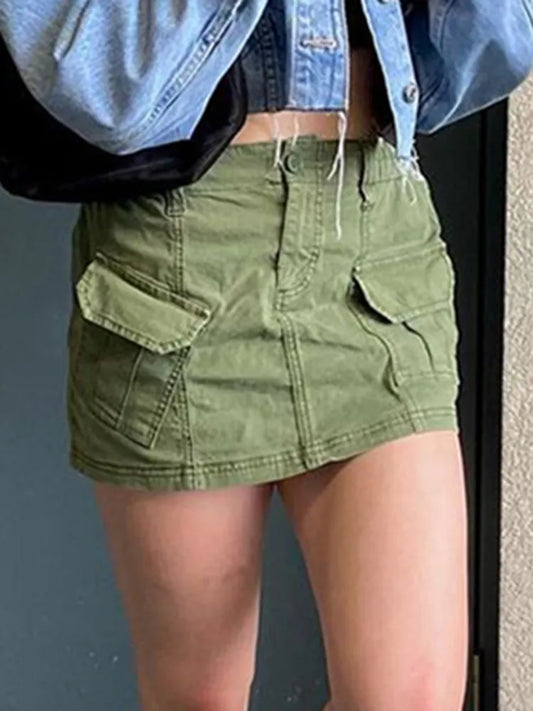 Y2K Fairy Grunge Korean Style Cargo Mini Skirt - Green / S - Bottoms - Mini Skirts - 6 - 2024