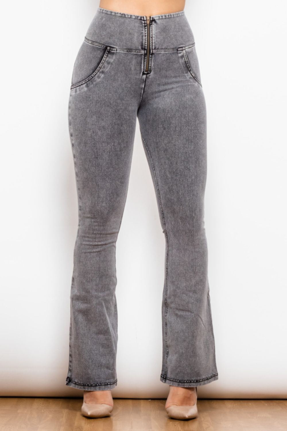 Zip Detail Flare Long Jeans - Gray / XS - Bottoms - Pants - 1 - 2024