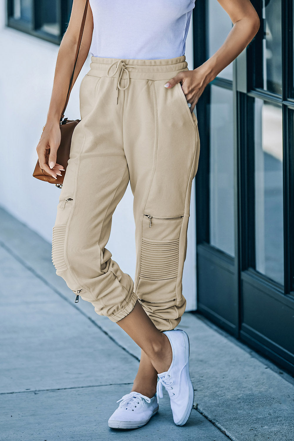 Zip Detail Joggers with Pockets - Bottoms - Pants - 4 - 2024