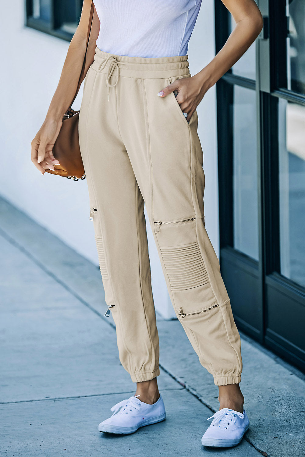 Zip Detail Joggers with Pockets - Bottoms - Pants - 3 - 2024