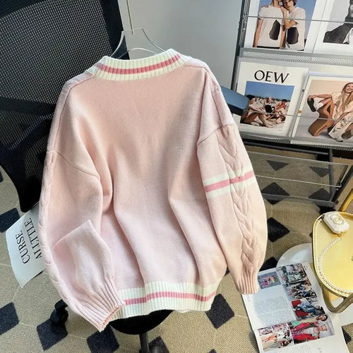 Bow Knit Cardigan – Kawaii Preppy Lolita Sweater - Sweaters - V-neck - Cardigans - 2