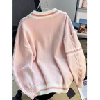 Bow Knit Cardigan – Y2K Aesthetic Contrast Trim Sweater - Sweaters - Long - V-neck - Cardigans - 2