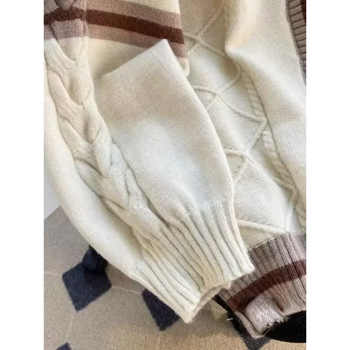 Bow Knit Cardigan – Y2K Aesthetic Contrast Trim Sweater - Sweaters - Long - V-neck - Cardigans - 4