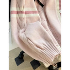 Bow Knit Cardigan – Y2K Aesthetic Contrast Trim Sweater - Sweaters - Long - V-neck - Cardigans - 5