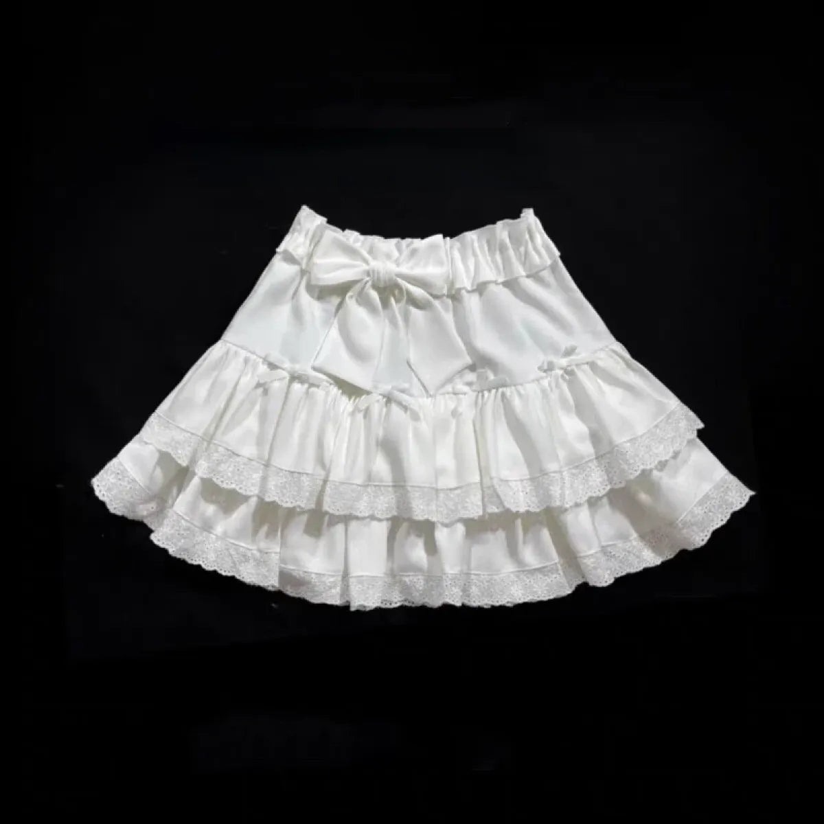 Sweet Bow Lace Ruffles Pleated Skirt - Kawaii Cake Skirt - Bottoms - 5