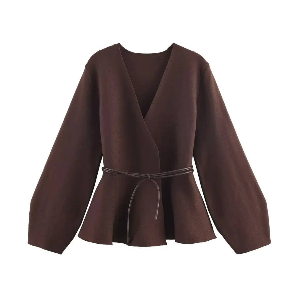 Bow Tie V-Neck Knit Cardigan - Autumn 2025 - Women’s Clothing & Accessories - Cardigan - 1