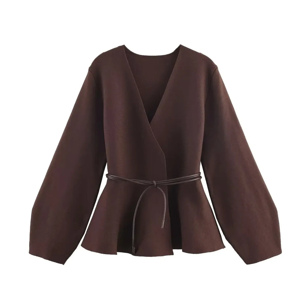 Bow Tie V-Neck Knit Cardigan - Autumn 2025 - Women’s Clothing & Accessories - Cardigan - 1