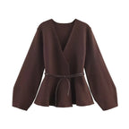 Bow Tie V-Neck Knit Cardigan - Autumn 2025 - Women’s Clothing & Accessories - Cardigan - 1