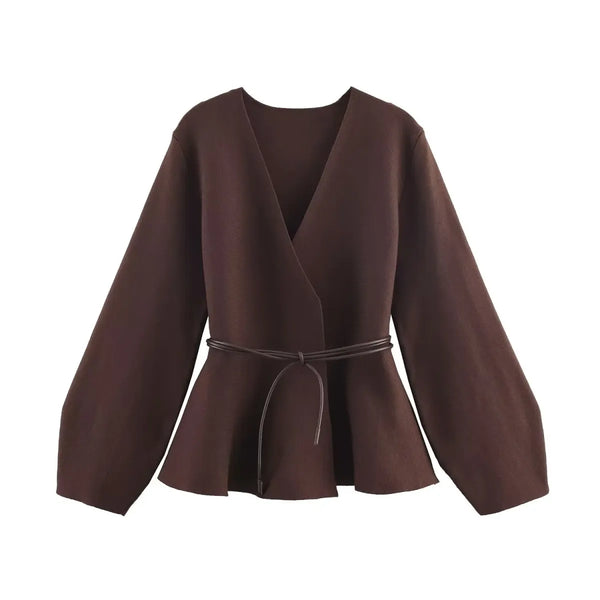 Bow Tie V-Neck Knit Cardigan - Autumn 2025 - Women’s Clothing & Accessories - Cardigan - 1