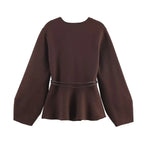 Bow Tie V-Neck Knit Cardigan - Autumn 2025 - Women’s Clothing & Accessories - Cardigan - 2