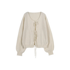 V-Neck Bow Tie Knit Cardigan – Autumn Layering Essential - Women’s Clothing & Accessories - Cardigan - 2
