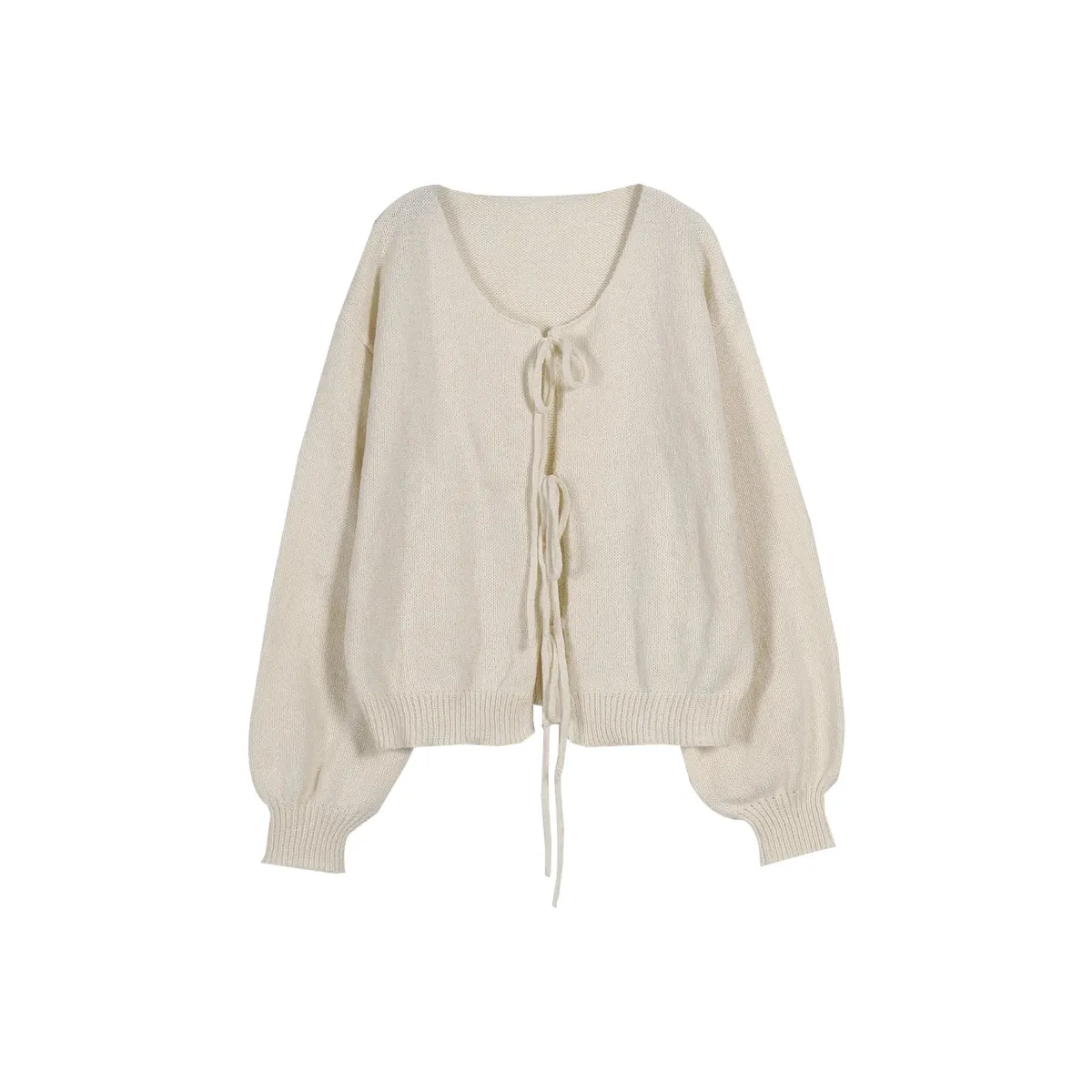 V-Neck Bow Tie Knit Cardigan – Autumn Layering Essential - Women’s Clothing & Accessories - Cardigan - 2